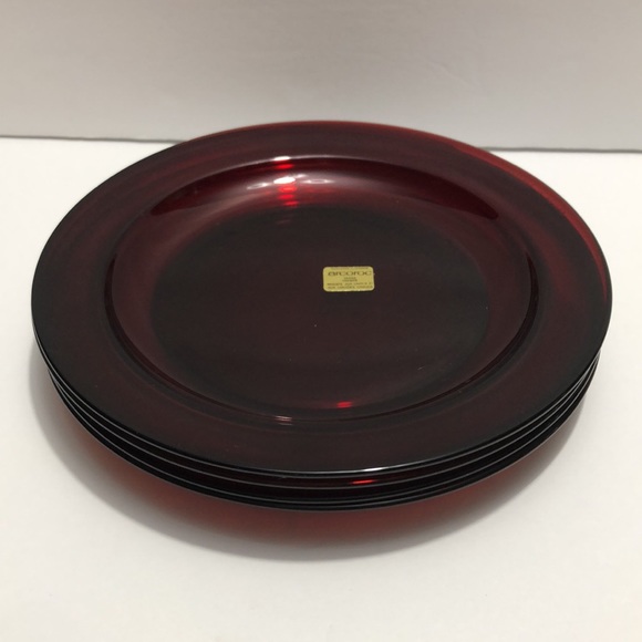 Arcorco France Ruby Red Set Of Four Salad Plates - Picture 2 of 10